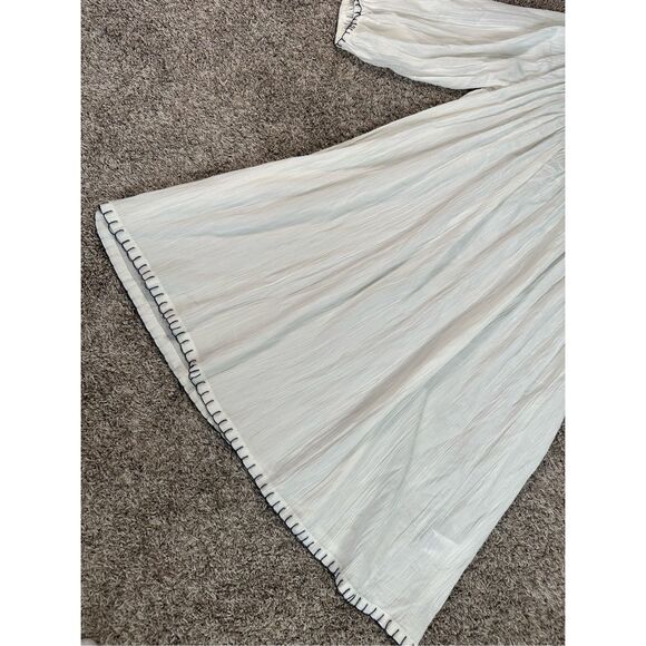 Anthropologie VELVET Trista Blanket Stitch Kaftan Dress White Embroidered Boho M - Picture 13 of 13